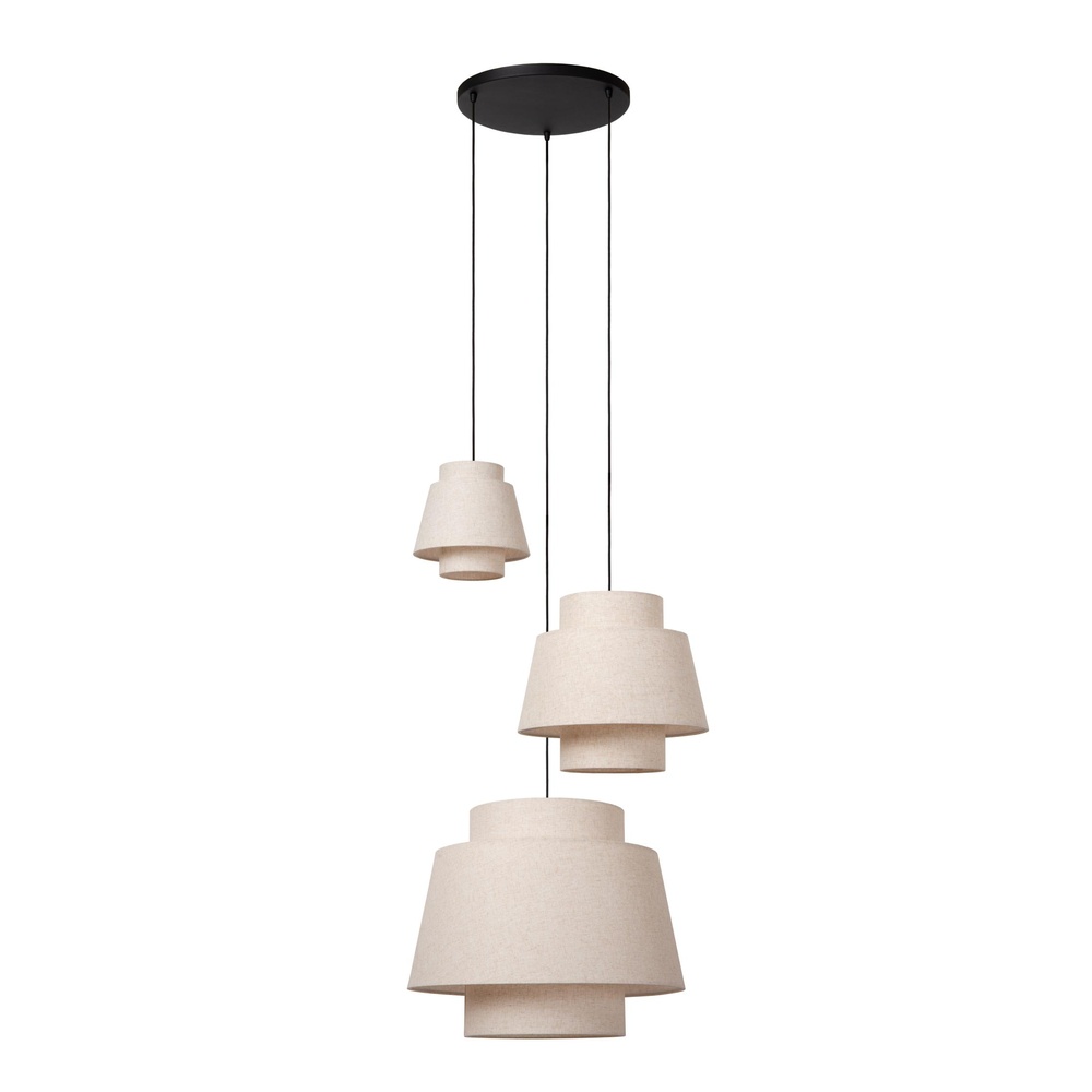 Lucide HanglampTribute 3-lichts rond crème - 21435/13/38
